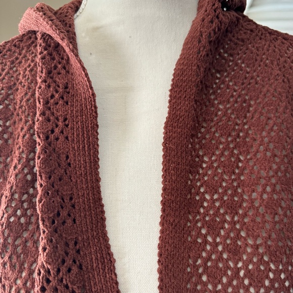 Keren Hart Rust Brown Open Cardigan with hood - Picture 7 of 9